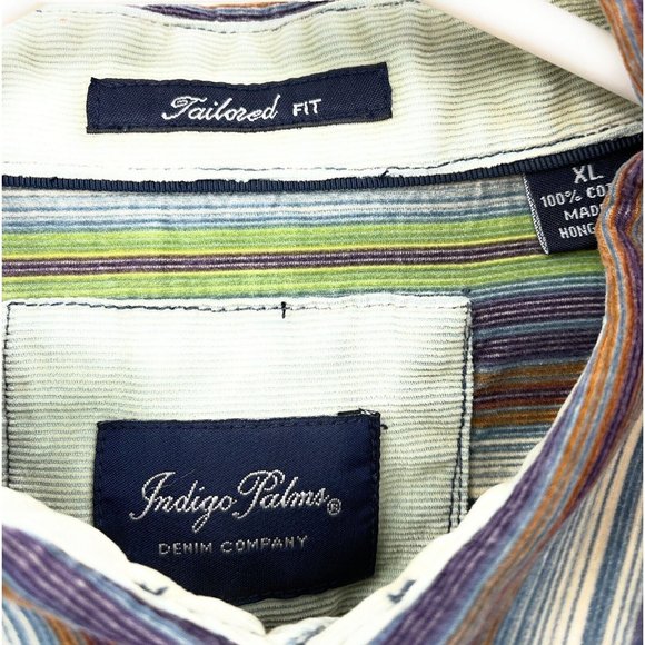 Indigo Palm Denim Men’s Casual Shirt XL Striped Tailored Fit Multicolor - Picture 2 of 4